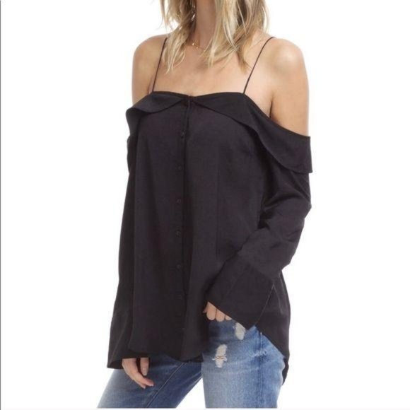 Free People Tops - Free People Cold Shoulder Ruffle Button Down Top S